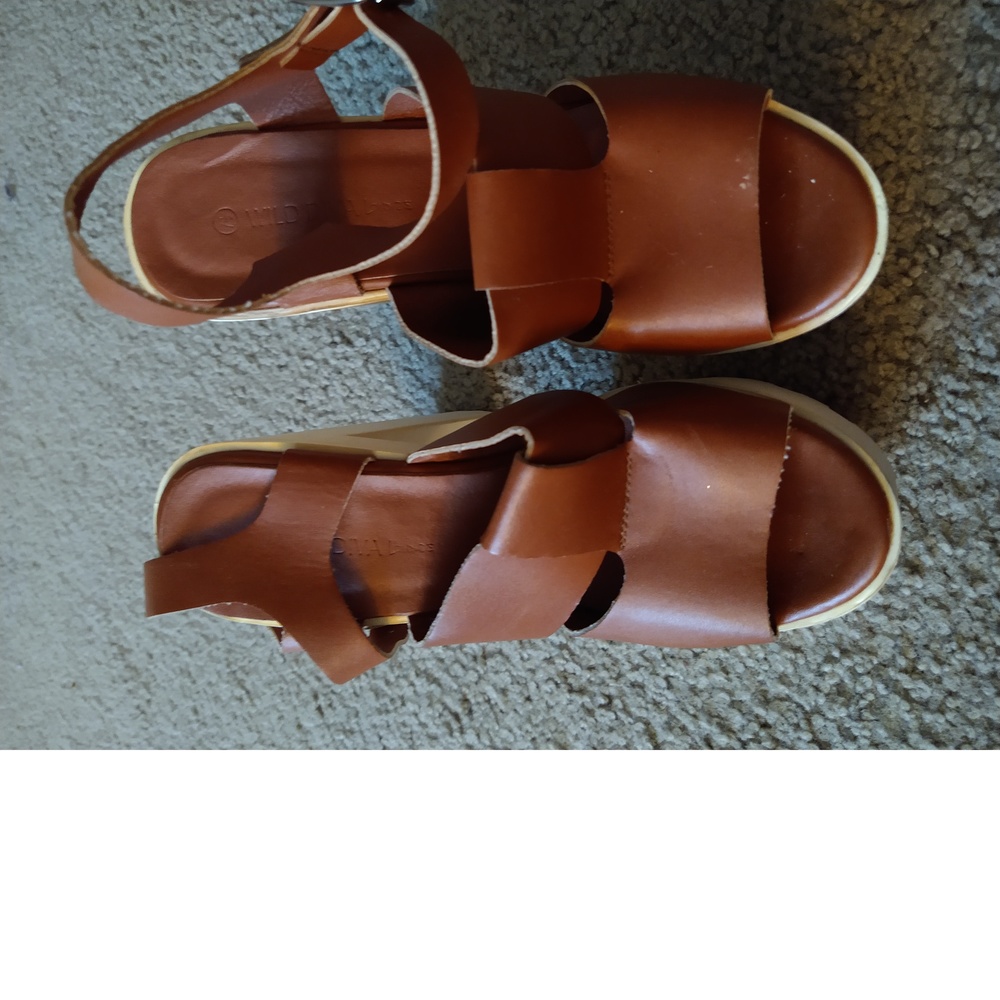 WILD DIVA - SIZE 7.5 - CHUNKY HEELED BROWN PLATFORM - VERY NICE - Picture 1 of 7